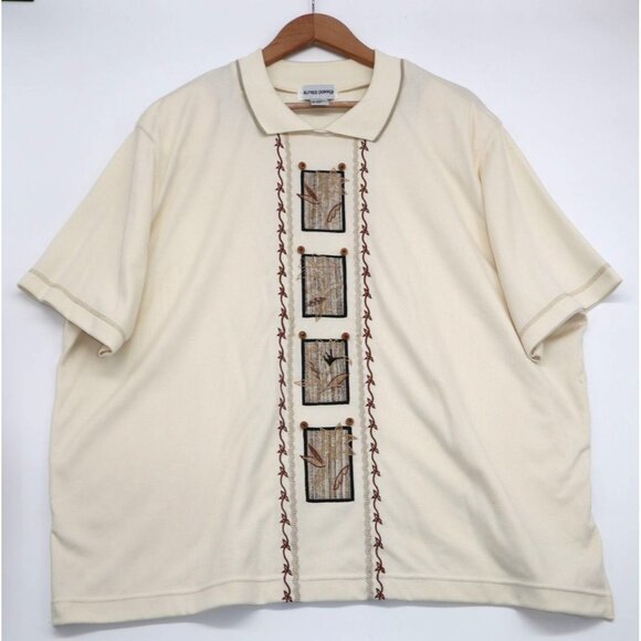 Y2K Vintage Alfred Dunner Womens 3X Embroidered Beige Polo Shirt Grandmacore - Picture 1 of 10